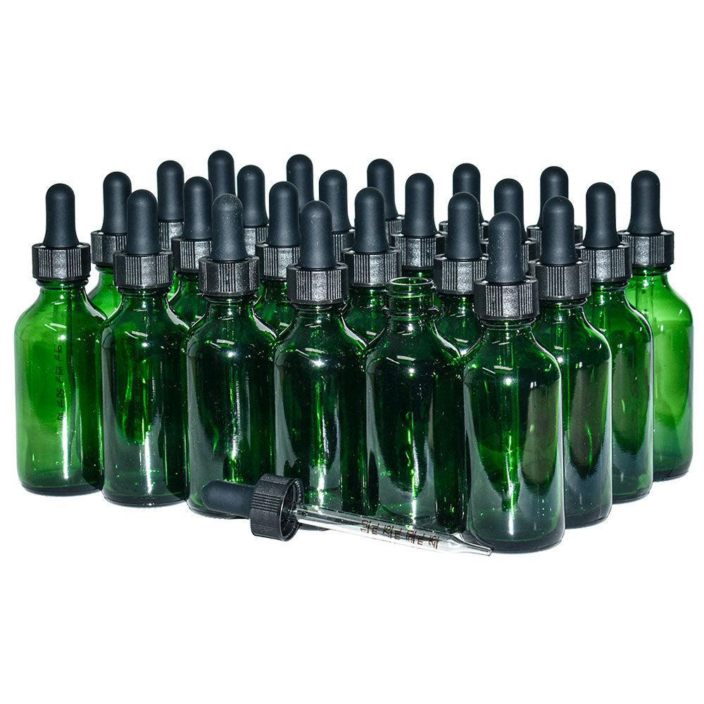 2 oz. Green Boston Round with Black Graduated Glass Dropper (20/400) (V23) (V20)