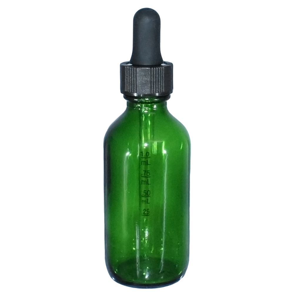 2 oz. Green Boston Round with Black Graduated Glass Dropper (20/400) (V23) (V25)