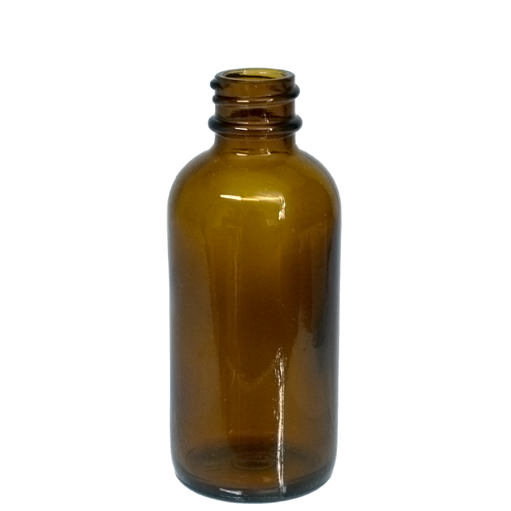 2 oz. Amber Boston Round with Large Bulb Graduated Black Glass Dropper (20/400) (V5) (V15)-Glass Bottle Outlet