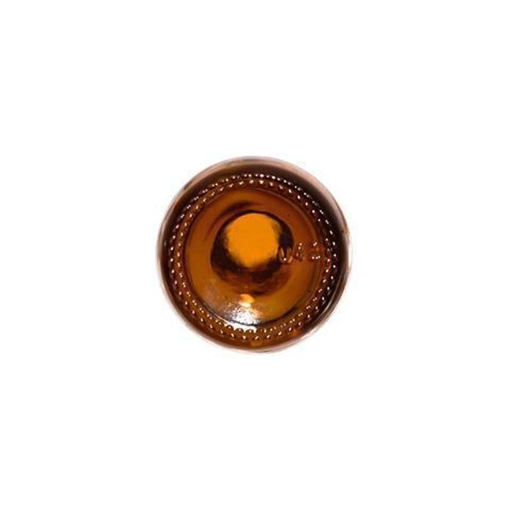 2 oz. Amber Boston Round with Reducer and White Cap (20/400) (V5) (V1)-Glass Bottle Outlet