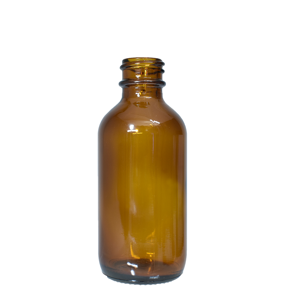 2 oz. Amber Boston Round with White Cone Cap (20/400) (V23) (V20)-Glass Bottle Outlet