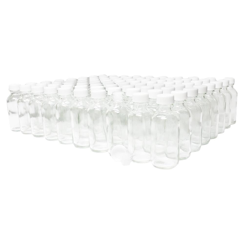 2 oz. Clear Boston Round with Reducer and White Cap (20/400) (V20) (V1)-Glass Bottle Outlet