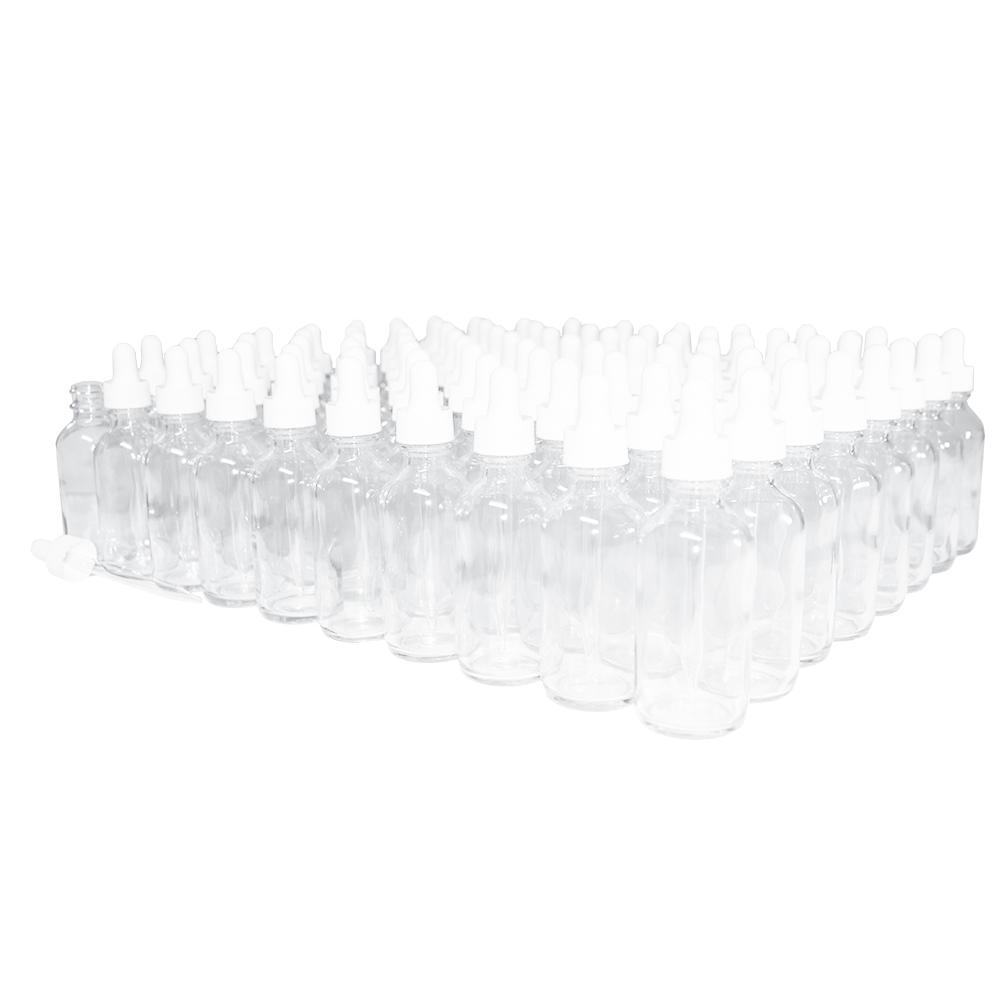 2 oz. Clear Boston Round with White Glass Dropper (20/400) (V20) (V8)-Glass Bottle Outlet