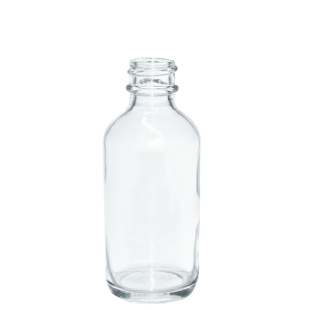 2 oz. Clear Boston Round with White Poly Cone Cap (20/400) (V23) (V20)-Glass Bottle Outlet