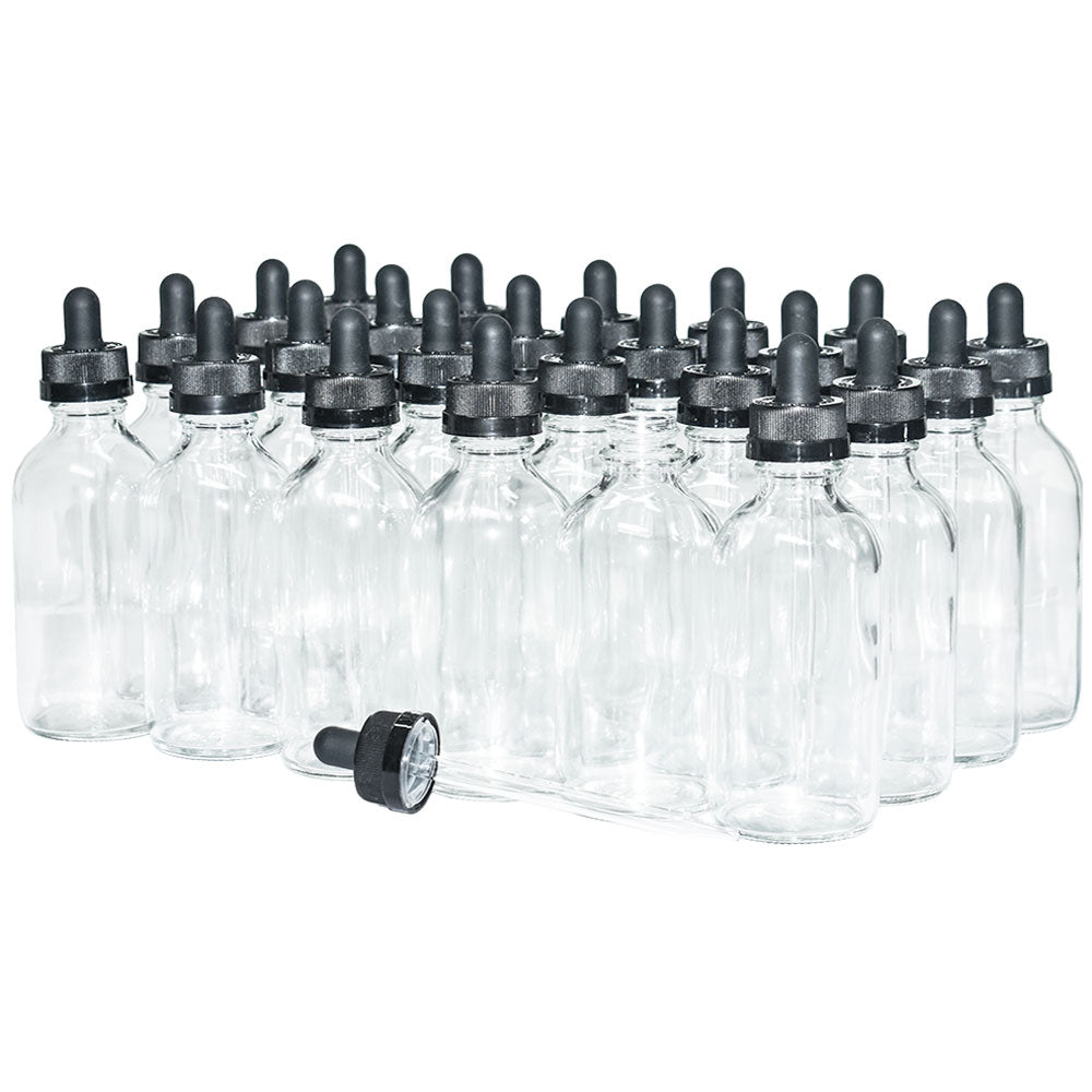 4 oz. Clear Boston Round with Black Child-Resistant Glass Dropper (22/400) (V23) (V8)