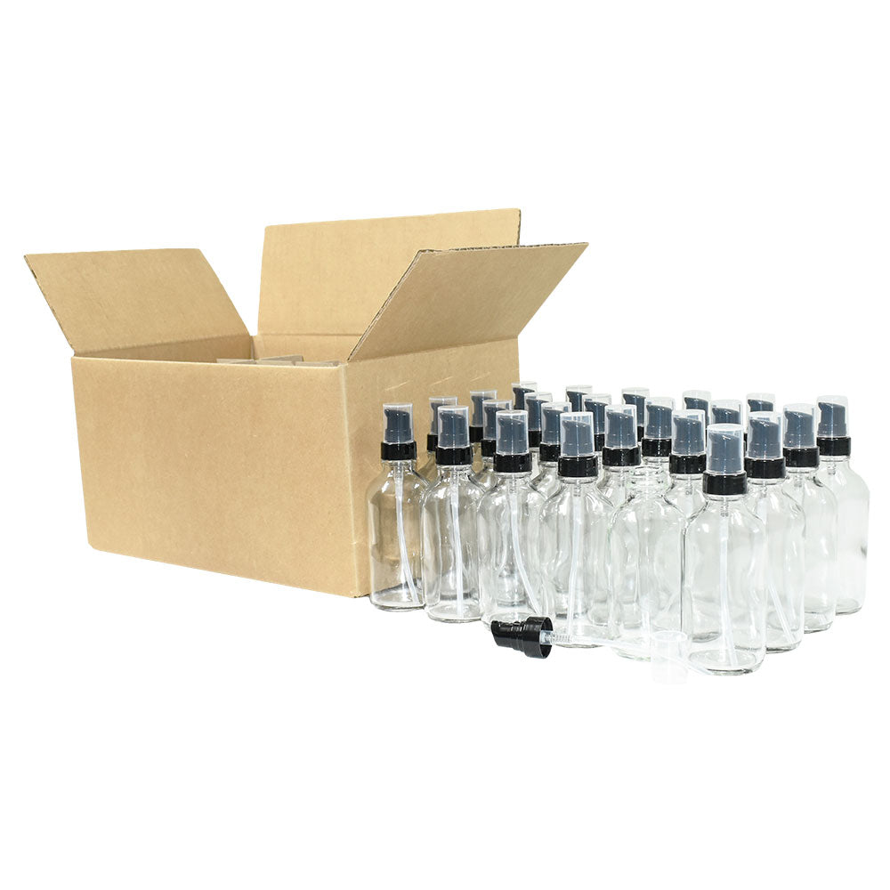 4 oz. Clear Boston Round with Black Cream Pump (22/400) (V23) (V8)