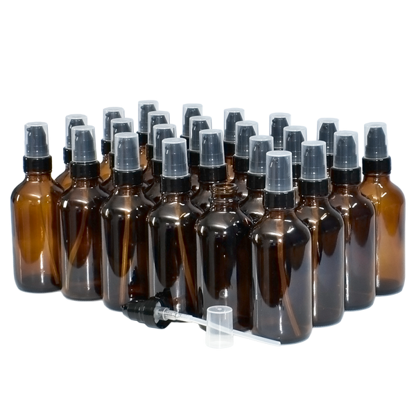 8 oz Amber Glass Boston Round Bottle Bulk - 24-400 Finish
