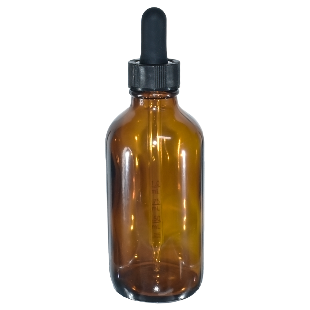 4 oz. Amber Boston Round with Black Graduated Glass Dropper (22/400) (V23) (V20)