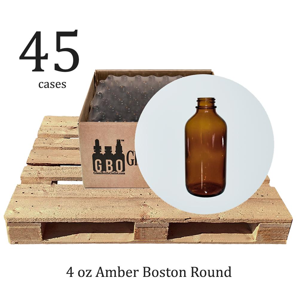 4 oz. Amber Boston Round with No Closure (22/400) (V23)
