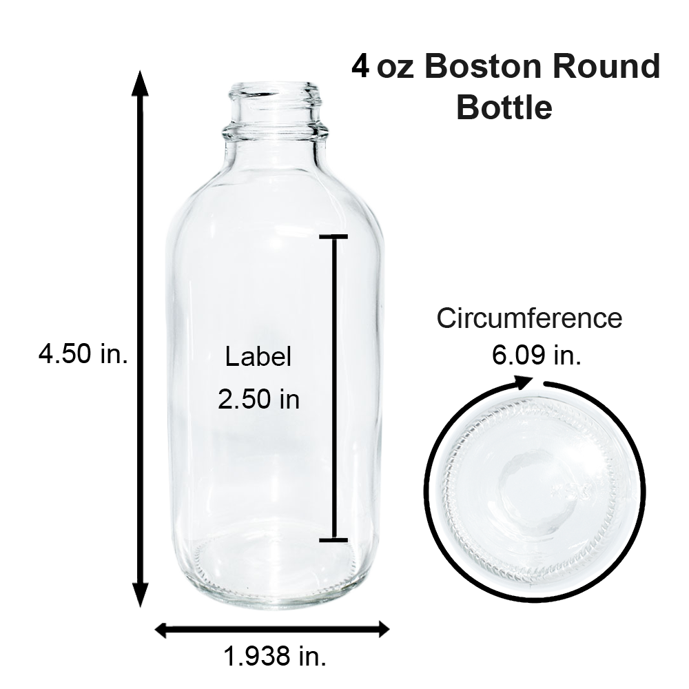 4 oz. Clear Boston Round with Black Glass Dropper (22/400) (V23) (V20)