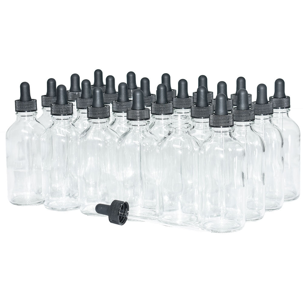 4 oz. Clear Boston Round with Black Glass Dropper (22/400) (V23) (V8)