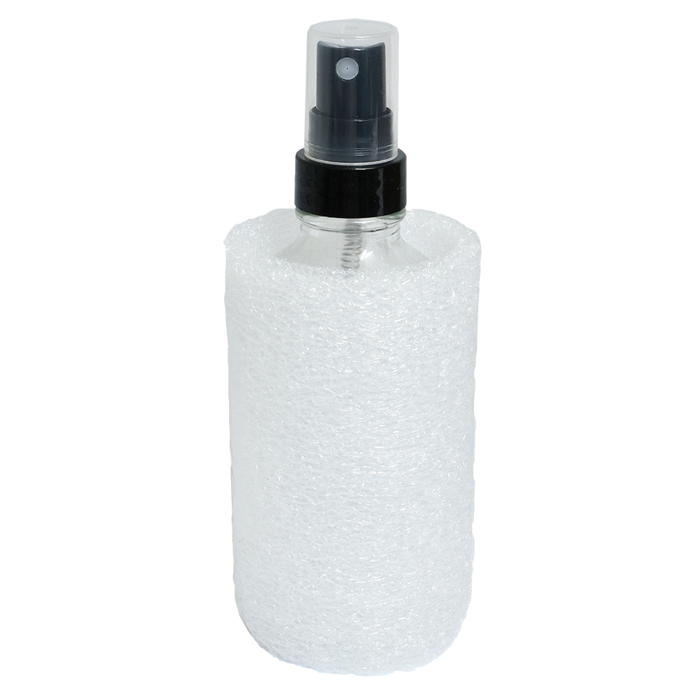 4 oz. Clear Boston Round with Black Fine-Mist Sprayer (Smooth) (22/400) (V20) (V20)-Glass Bottle Outlet