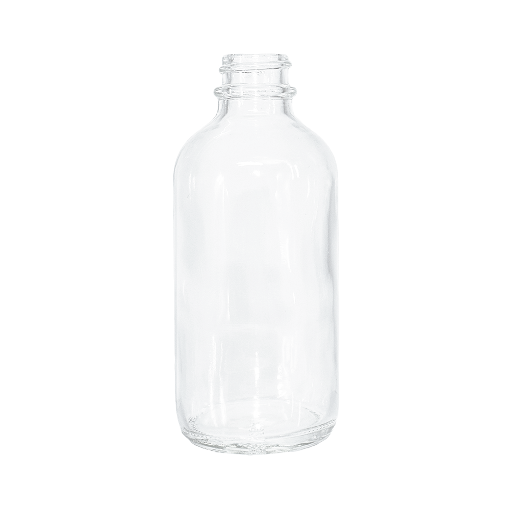 4 oz. Clear Boston Round with Black Glass Dropper (22/400) (V23) (V8)-Glass Bottle Outlet