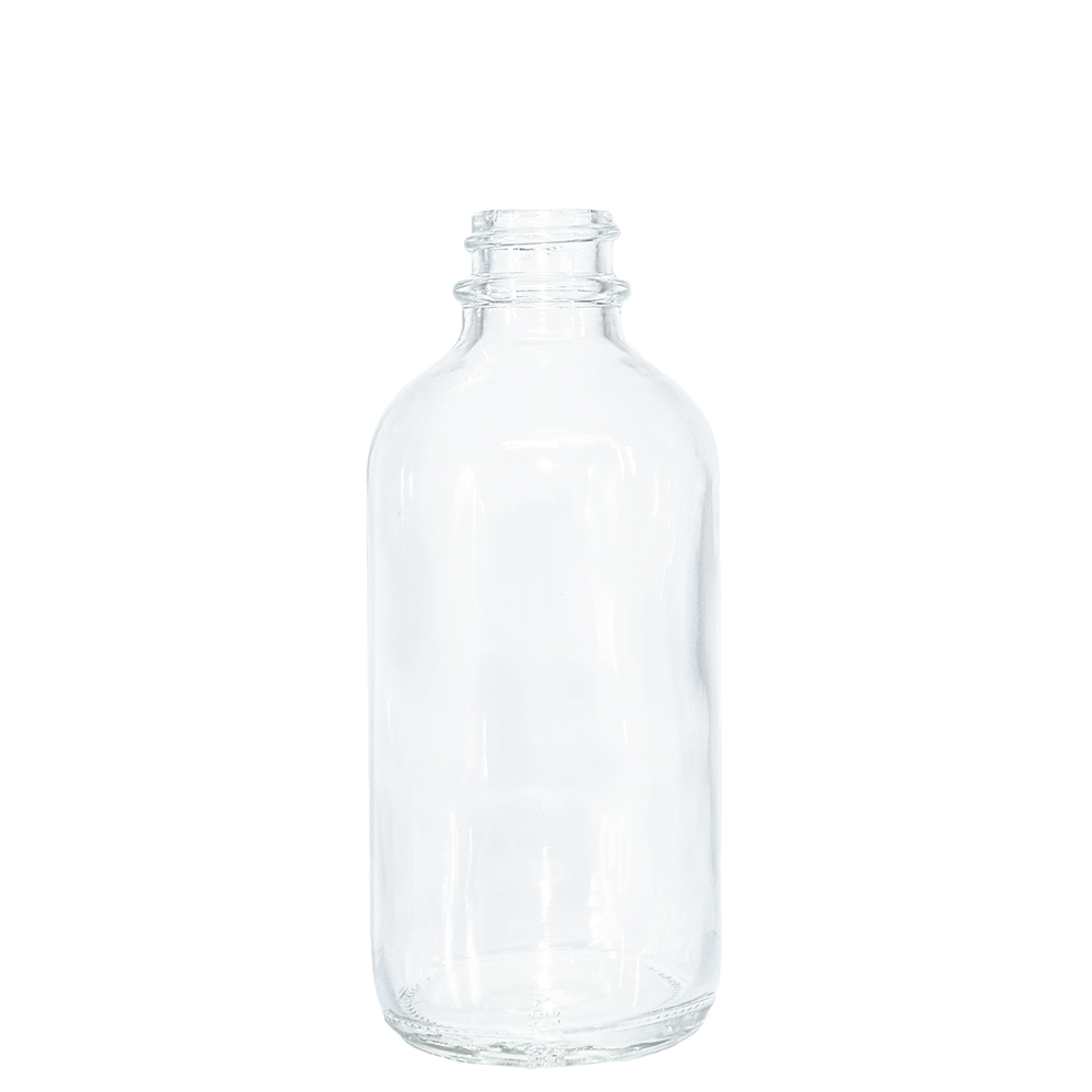 4 oz. Clear Boston Round with White Glass Dropper (22/400) (V23) (V8)-Glass Bottle Outlet