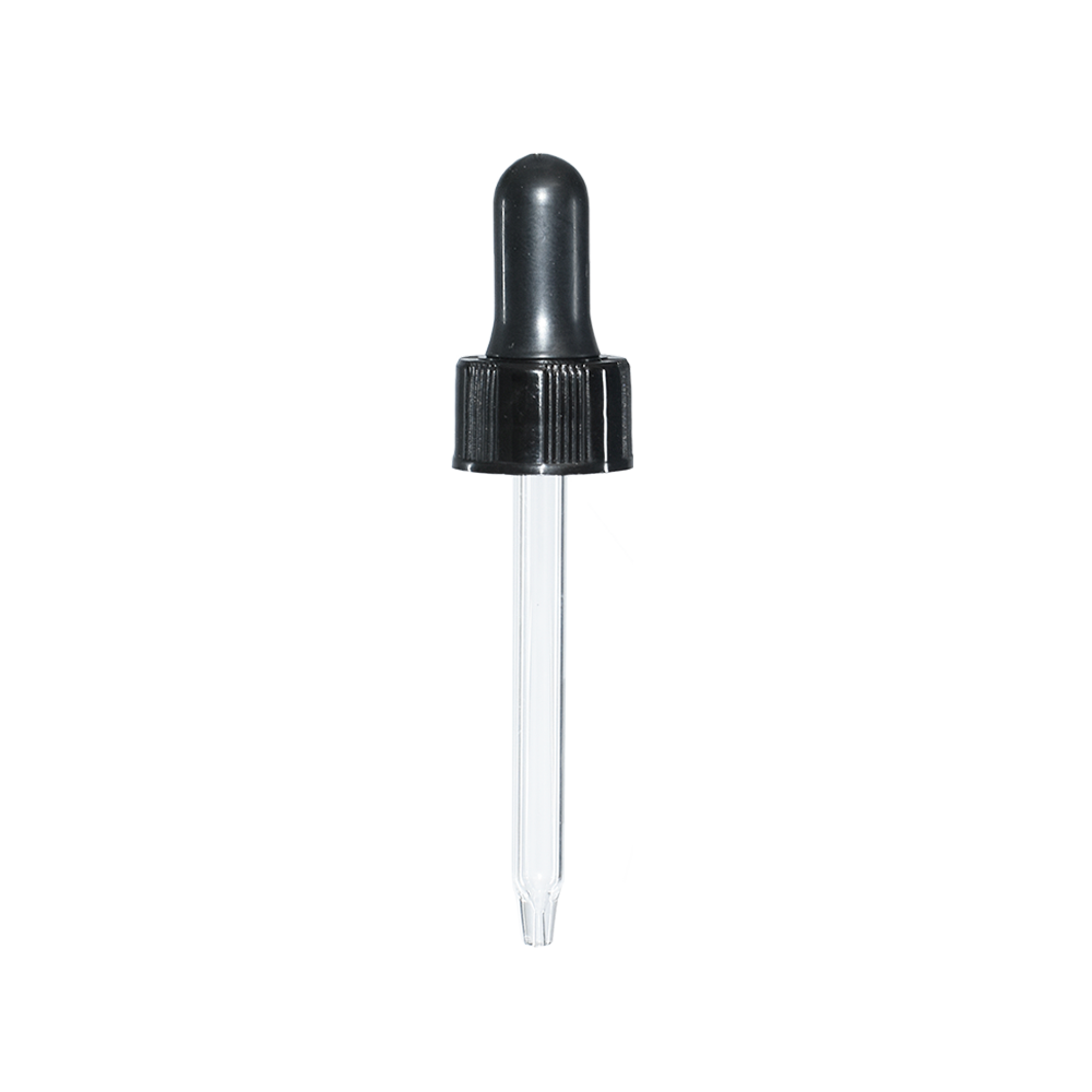 Black Glass Dropper with Nitrile Rubber (20-400) (1 oz.) (V5)
