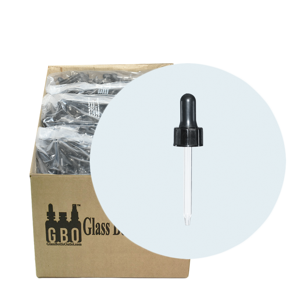 Black Glass Dropper with Nitrile Rubber (20-400) (1 oz.) (V5)