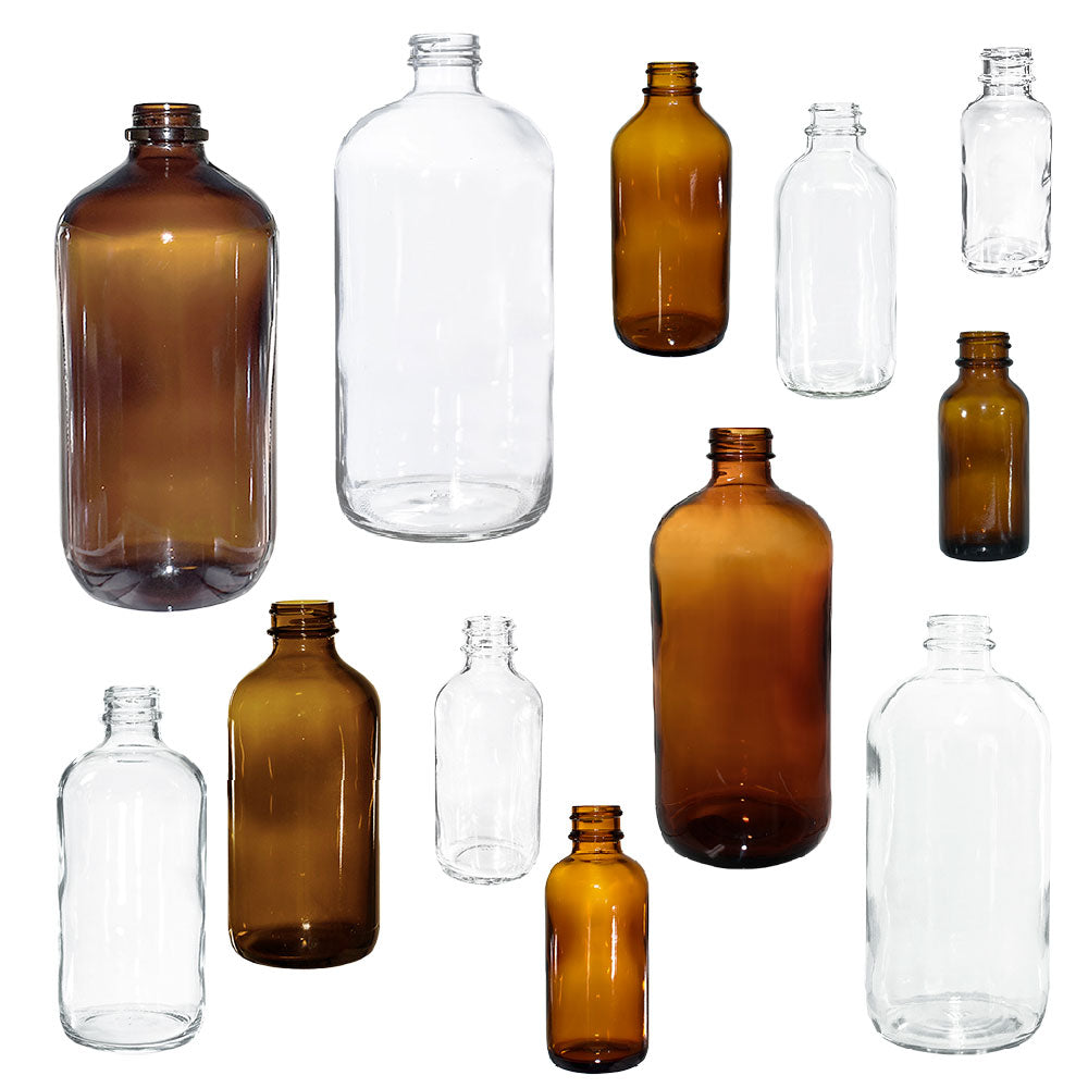 1.7 oz (50ml) Square Flint Glass Bottle (Heavy Base Bottom) with Treatment Pumps