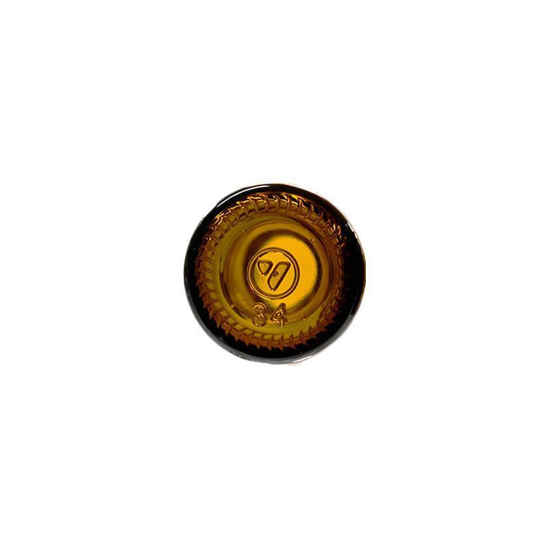 1 oz. Amber Boston Round with Black Cap (20/400) (V5) (V6)-Glass Bottle Outlet