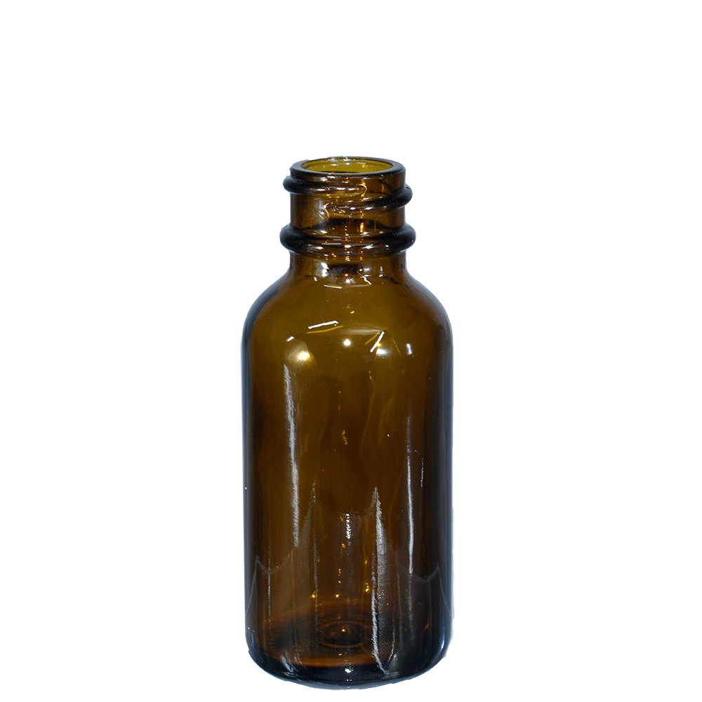 1 oz. Amber Boston Round with Black Child-Resistant Cap (20/400) (V5) (V6)-Glass Bottle Outlet