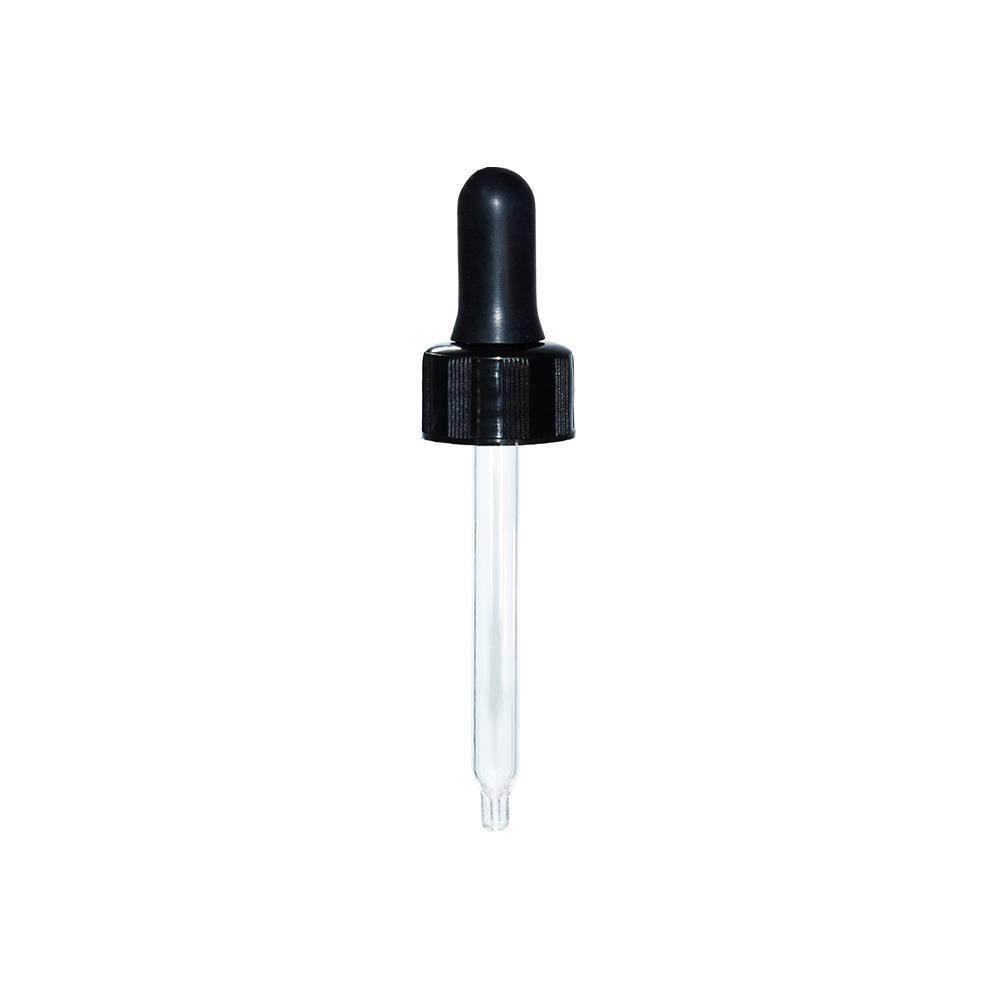 1 oz. Amber Boston Round with Black Nitrile Glass Dropper (20/400) (V5) (V12)-Glass Bottle Outlet