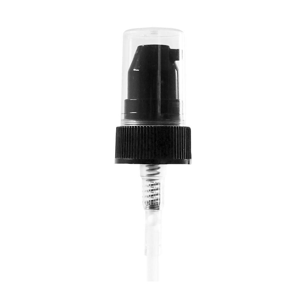 1 oz. Amber Boston Round with Black Treatment Pump (20/400) (V5) (V20)-Glass Bottle Outlet