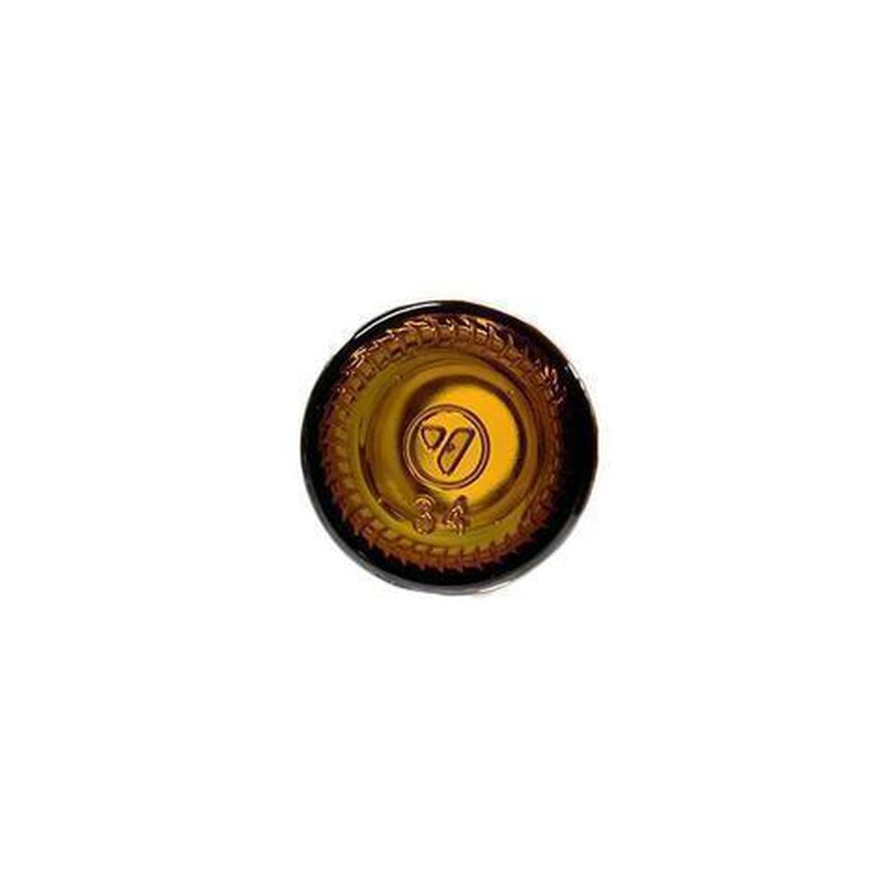 1 oz. Amber Boston Round with Reducer and White Cap (20/400) (V5) (V1)-Glass Bottle Outlet