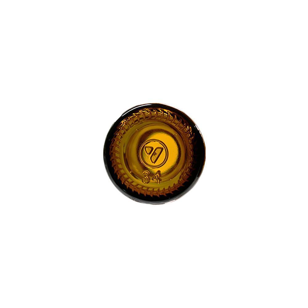 1 oz. Amber Boston Round with Reducer and White Child-Resistant Cap (20/400) (V5) (V6)-Glass Bottle Outlet
