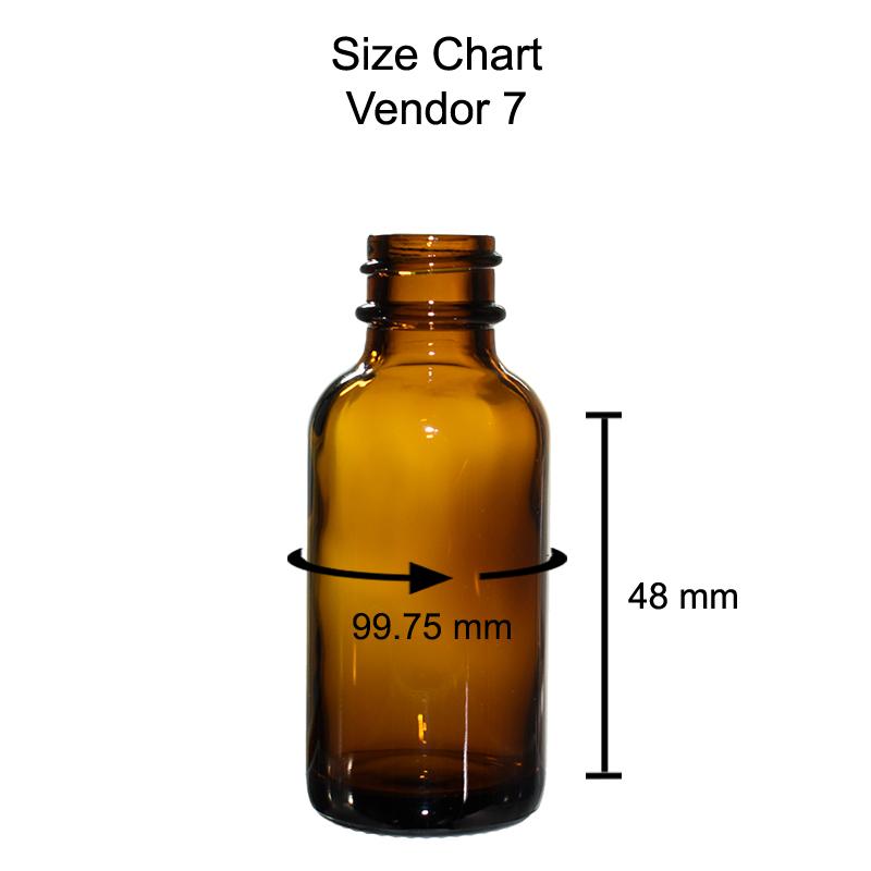 1 oz. Amber Boston Round with White Cap (20/400) (V7) (V1)-Glass Bottle Outlet