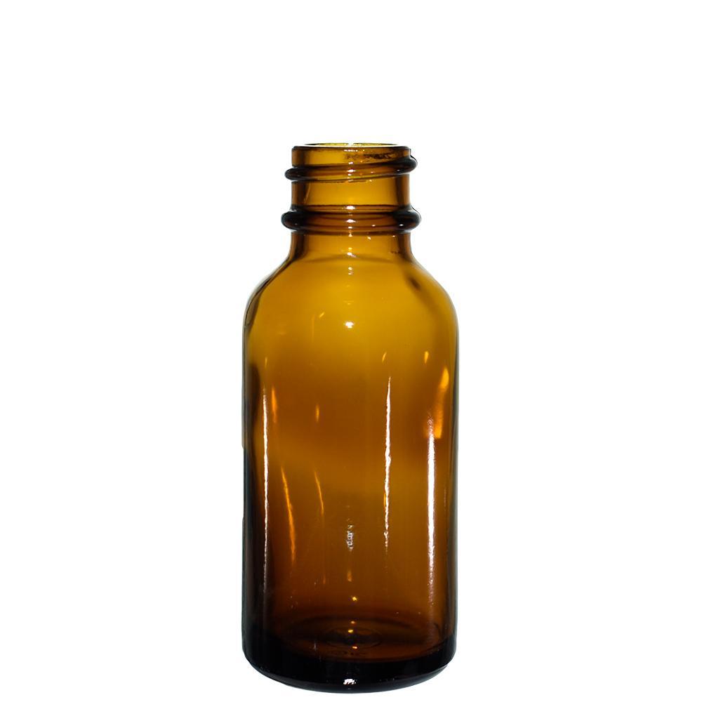 1 oz. Amber Boston Round with White Child-Resistant Cap (20/400) (V5) (V1)-Glass Bottle Outlet