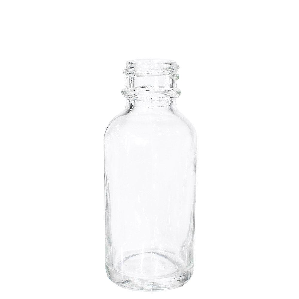 1 oz. Clear Boston Round with Black Glass Dropper (20/400) (V8) (V8)-Glass Bottle Outlet