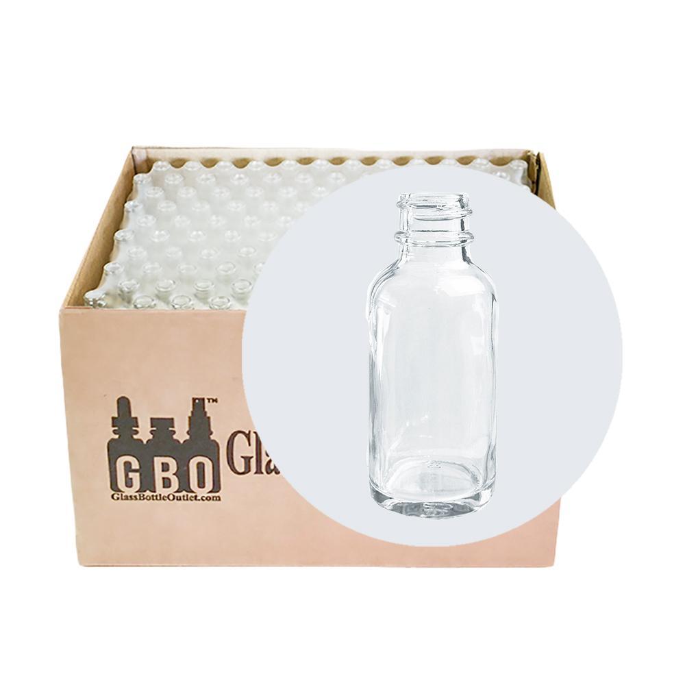 1 oz. Clear Boston Round with No Closure (20/400) (V20)-Glass Bottle Outlet