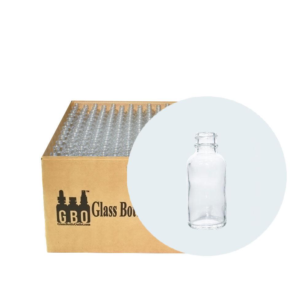 1 oz. Clear Boston Round with No Closure (20/400) (V8)-Glass Bottle Outlet