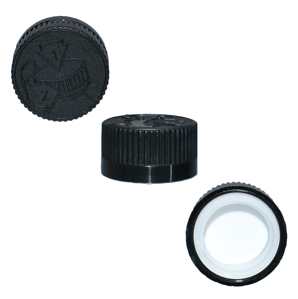 1 oz. Clear Boston Round with Reducer and Black Child-Resistant Cap (20/400) (V20) (V6)