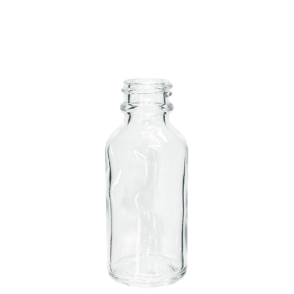 1 oz. Clear Boston Round with White Cap (20/400) (V7) (V1)-Glass Bottle Outlet