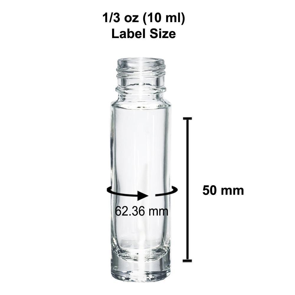 1/3 oz. (10 ml) Clear Glass Roll-on Bottle with No Closure (V1)-Glass Bottle Outlet