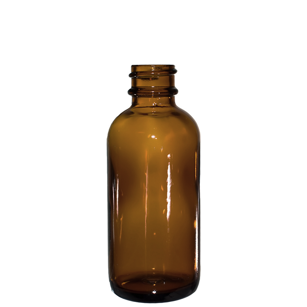 2 oz. Amber Boston Round with Black Child-Resistant Cap (20/400) (V5) (V6)-Glass Bottle Outlet