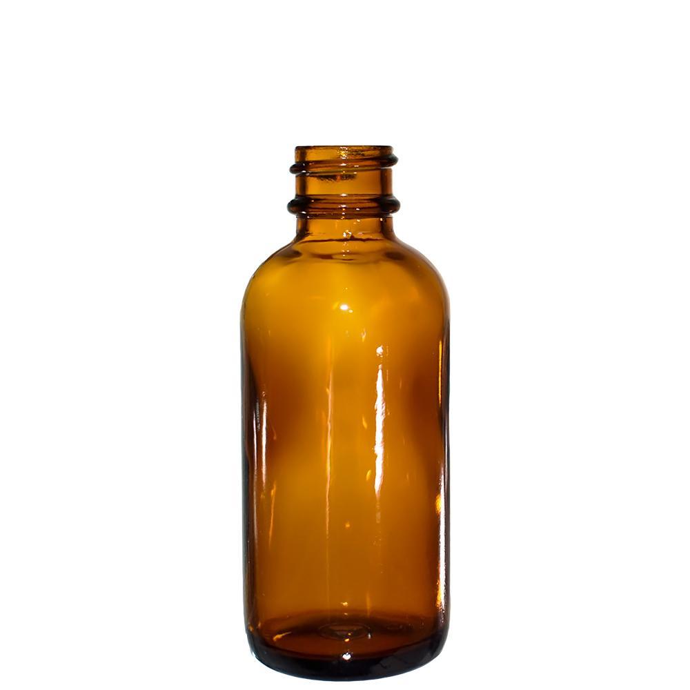 2 oz. Amber Boston Round with Black Cone Cap (20/400) (V5) (V20)-Glass Bottle Outlet
