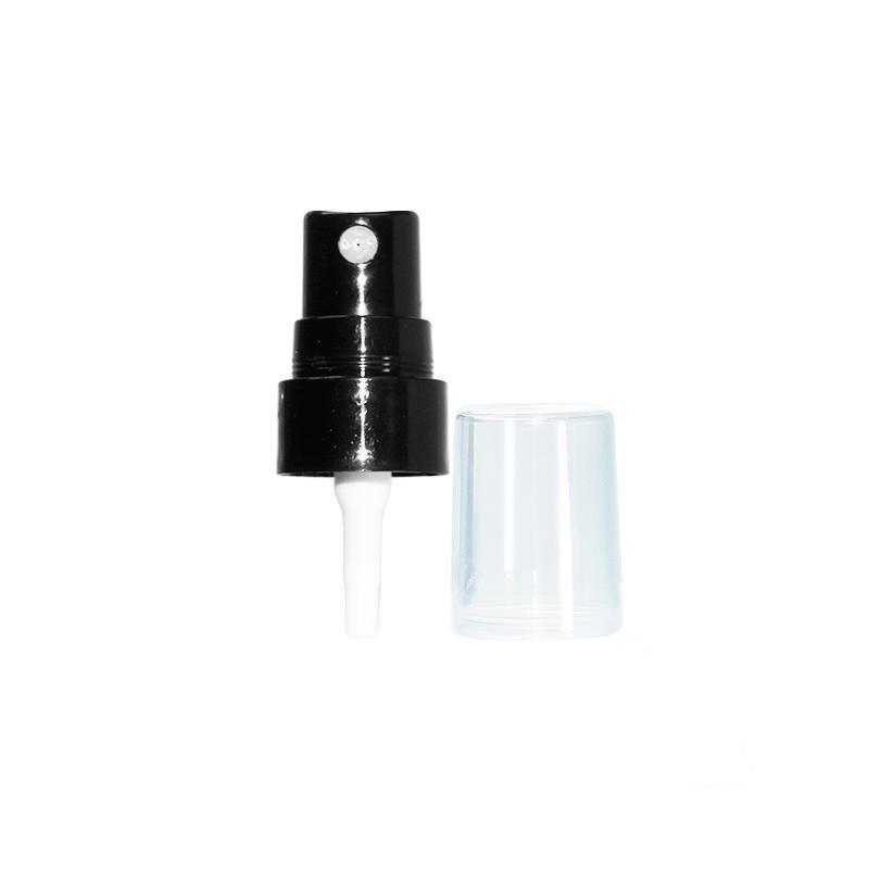 2 oz. Amber Boston Round with Black Fine-Mist Sprayer (.1 ml Per Spray) (20/400) (V4) (V15)-Glass Bottle Outlet