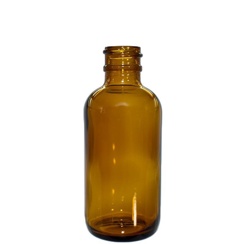 2 oz. Amber Boston Round with Reducer and Black Cap (20/400) (V4) (V1)-Glass Bottle Outlet