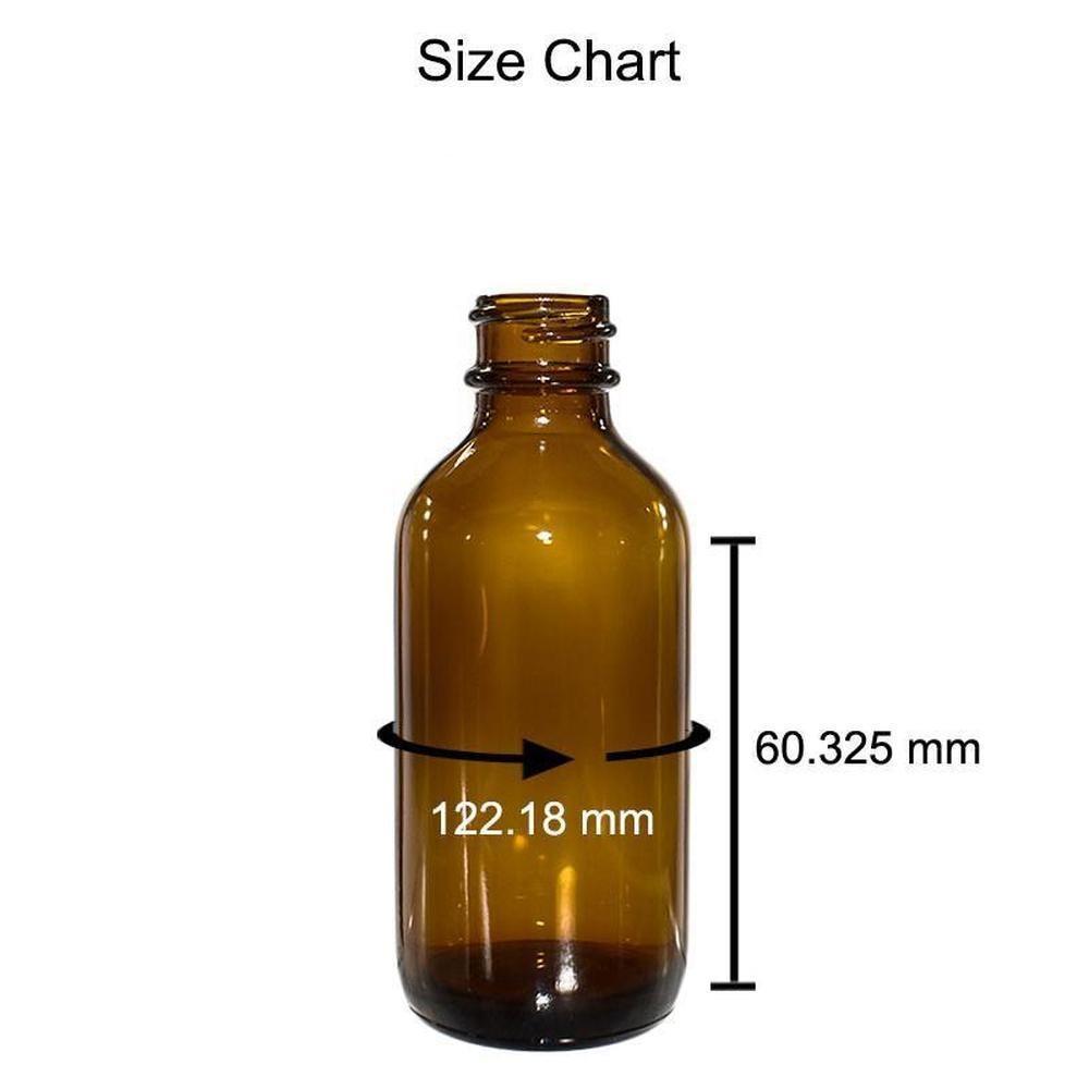 2 oz. Amber Boston Round with Reducer and Black Cap (20/400) (V5) (V1)-Glass Bottle Outlet