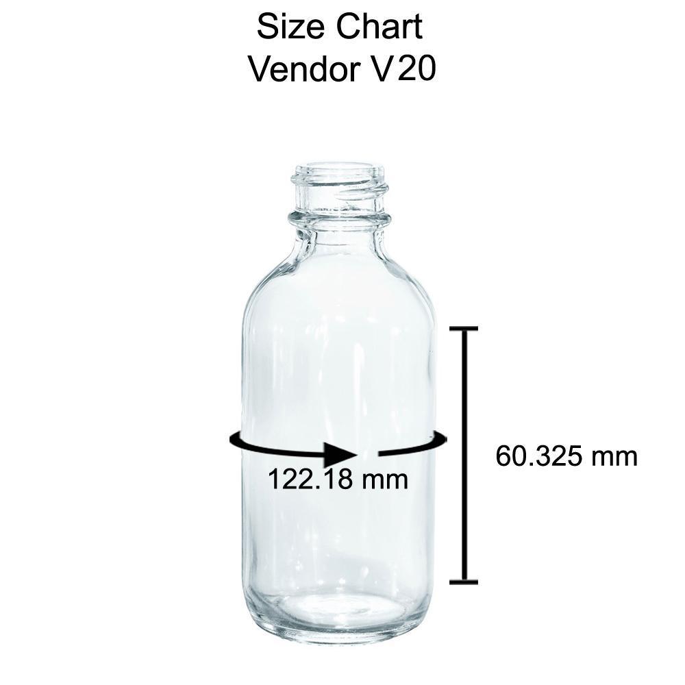 2 oz. Clear Boston Round with Black Cap (20/400) (V20) (V6)-Glass Bottle Outlet