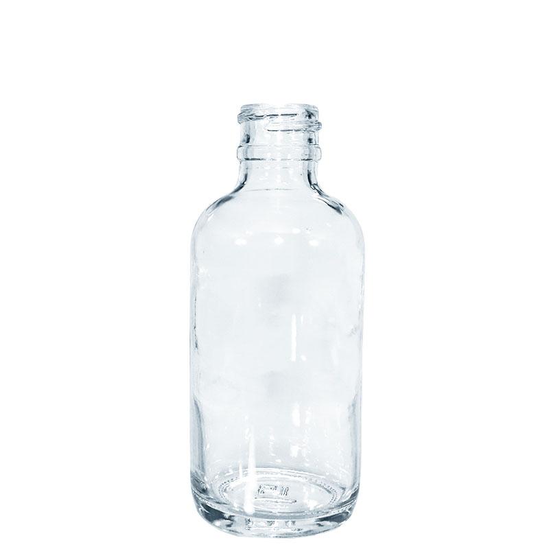 2 oz. Clear Boston Round with Black Cap (20/400) (V4) (V1)-Glass Bottle Outlet
