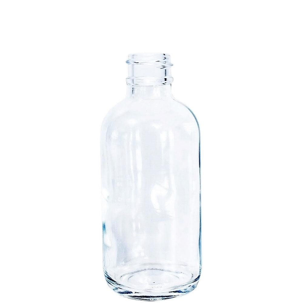 2 oz. Clear Boston Round with Black Poly Cone Cap (20/400) (V5) (V20)-Glass Bottle Outlet