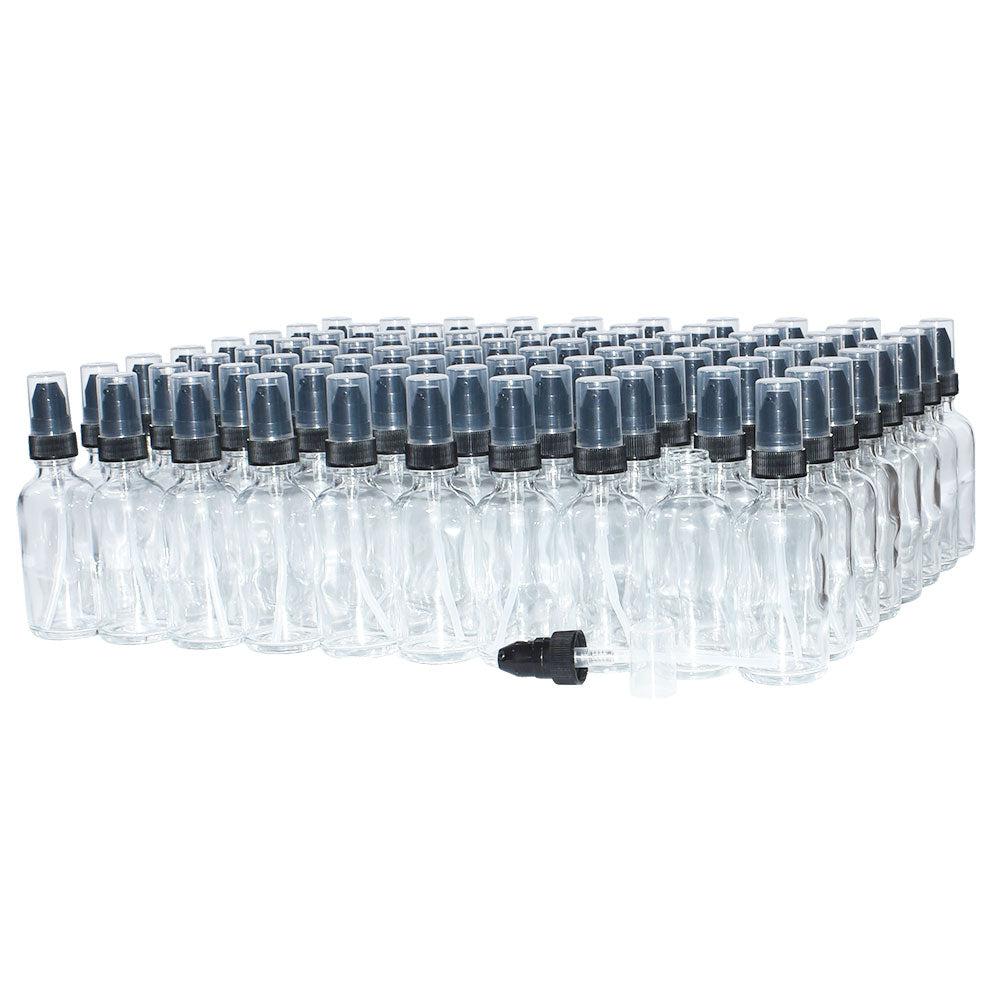 2 oz. Clear Boston Round with Black Treatment Pump (20/400) (V5) (V20)-Glass Bottle Outlet