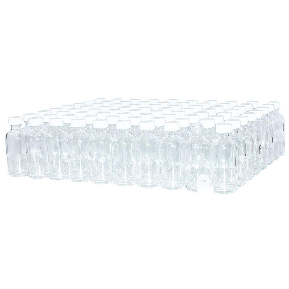 2 oz. Clear Boston Round with Reducer and White Cap (20/400) (V5) (V1)-Glass Bottle Outlet