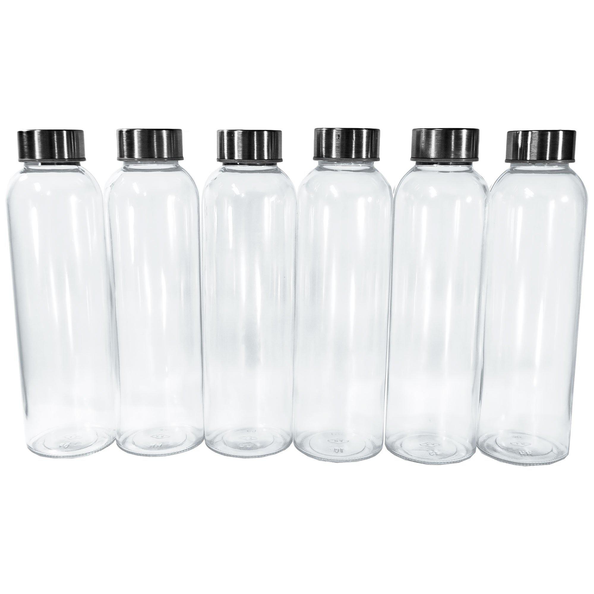 (24 Pack) 18 oz. Clear Glass Water Bottle with Sleeve and Stainless Steel Cap-Glass Bottle Outlet
