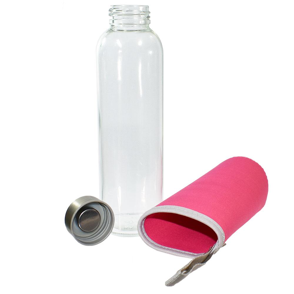 Chef's Star 18 oz Glass Drinking Bottle with Protection Sleeve