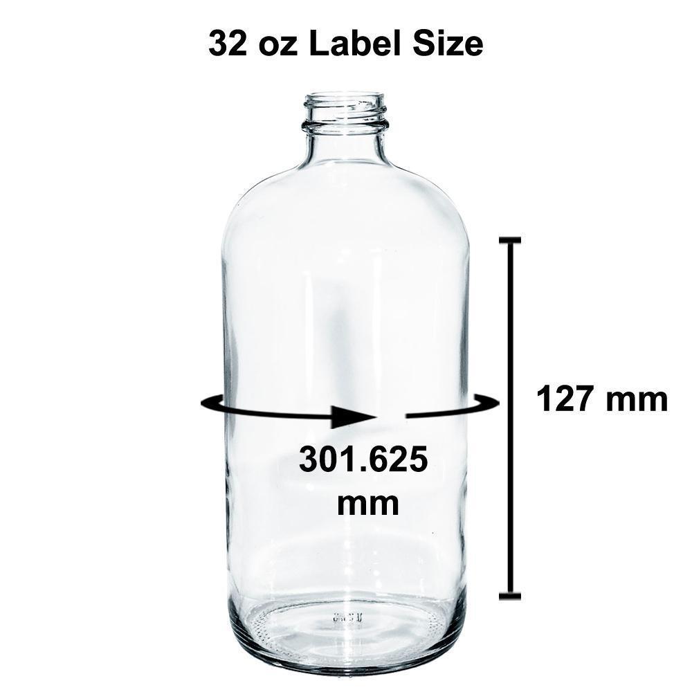32 oz. Clear Boston Round with Black Poly Cone Cap (33/400) (V4) (V10)-Glass Bottle Outlet