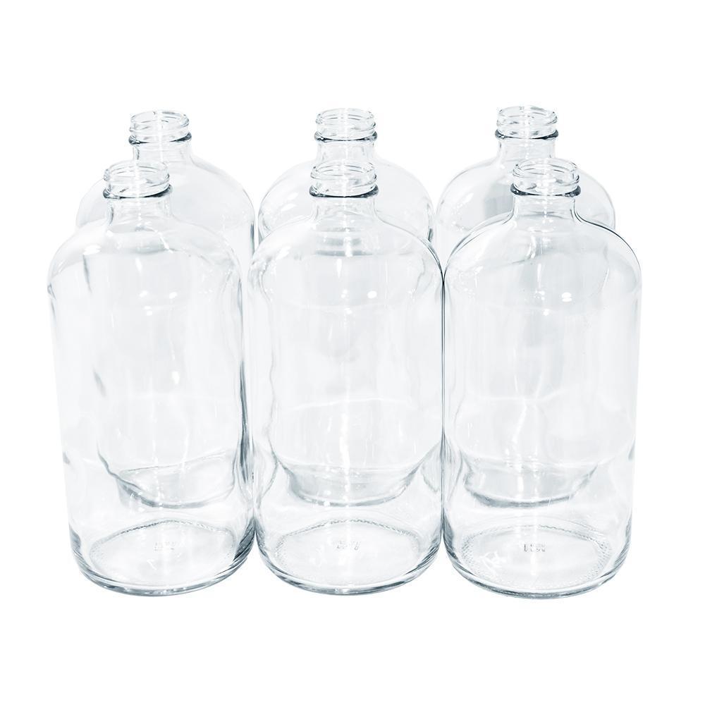 32 oz. Clear Boston Round with No Closure (33/400) (V4)-Glass Bottle Outlet