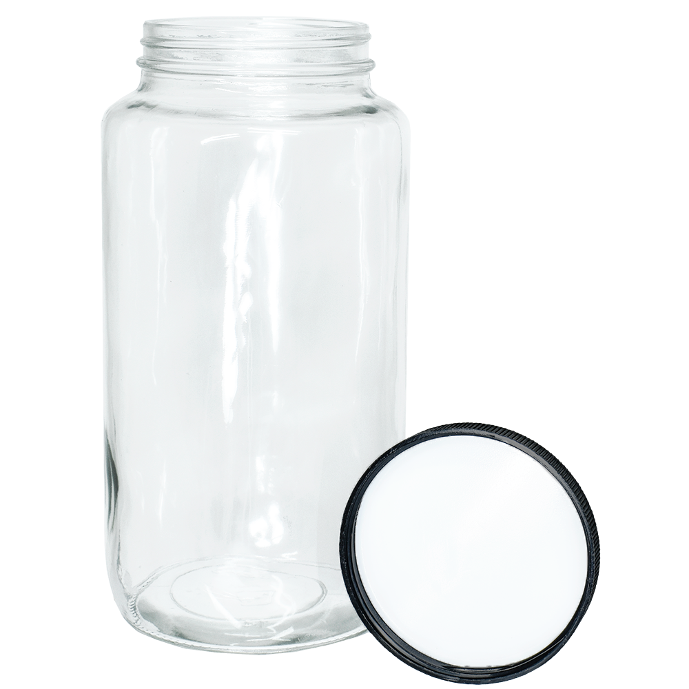 32 oz. Clear Glass Jar with Black Plastic Cap (70/400) (V6) (V6)